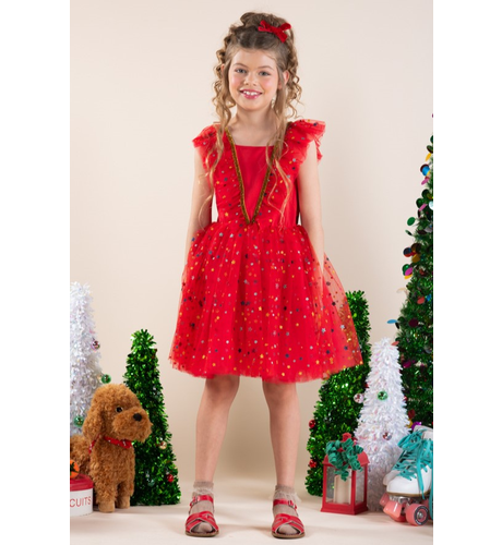 Rock Your Kid Red Christmas Angel Dress