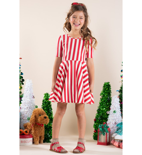 Rock Your Kid Christmas Stripe Mabel Dress