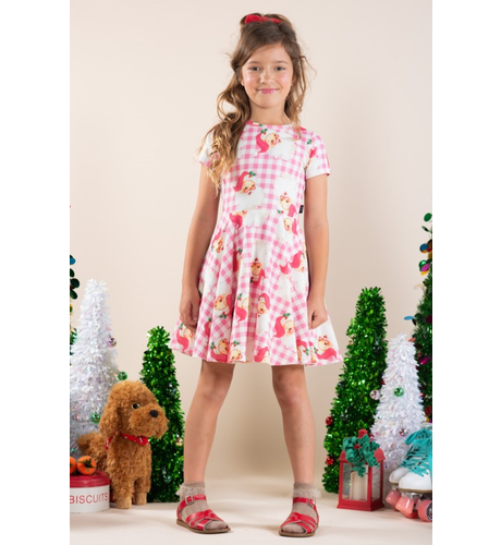 Rock Your Kid Santa Gingham Waisted Dress
