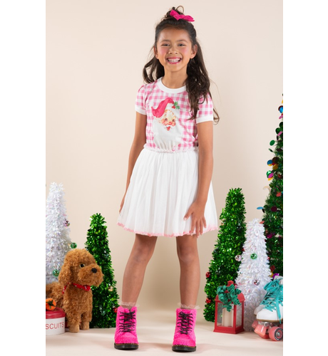 Rock Your Kid Pink Gingham Santa Circus Dress