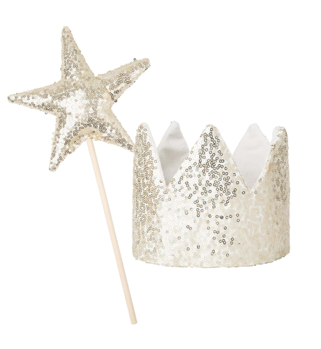 Designer Kidz Princess Party Crown & Wand Set - Gold