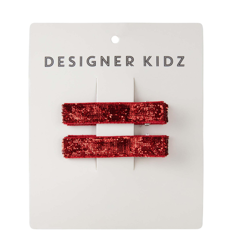 Designer Kidz Sparkle Hair Clips - Red