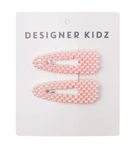 Designer Kidz Pearl Hair Clips - Pink