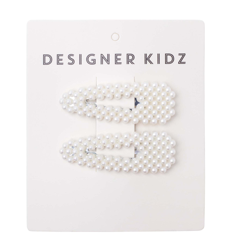 Designer Kidz Pearl Hair Clips - Ivory