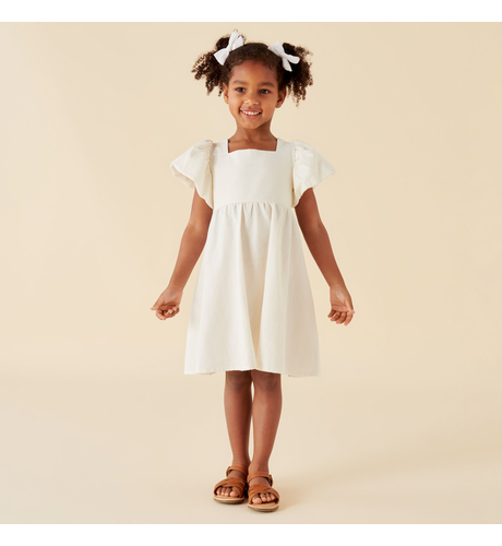 Designer Kidz Grace S/S Tie Back Dress - Ivory