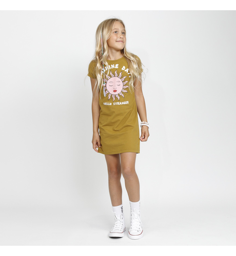 Hello Stranger Sunshine Days Tee Dress - Mustard