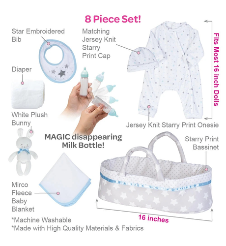 Adora Adoption Baby Accessories Set - White/Grey