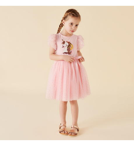 Designer Kidz Unicorn S/S Tutu Dress - Pink