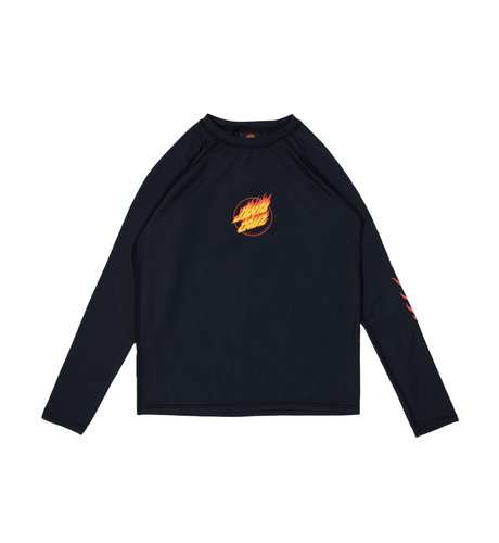 Santa Cruz Flame Dot Hand L/S Rash Guard - Black