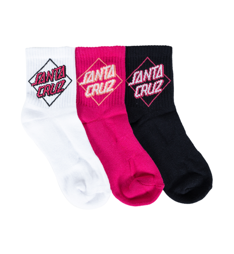 Santa Cruz Simplified Solitaire Dot Mid Sock 3pk (Youth 2-8)