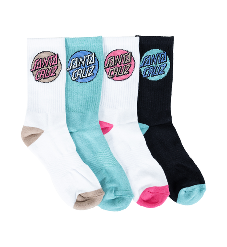 Santa Cruz Pop Dot Sock 4pk (Wmns 6-10) - Wht/Sage/Blk