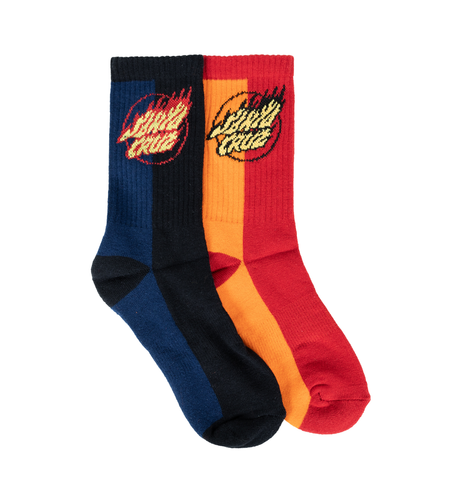 Santa Cruz Flaming Dot Crew Sock 2pk (Youth 2-8)