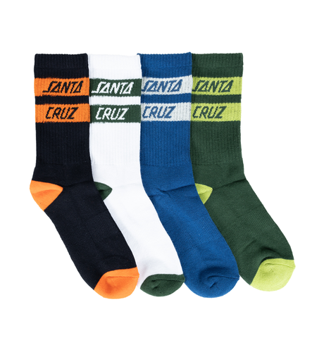 Santa Cruz Solid Stack Strip Crew Sock 4pk (Youth 2-8)