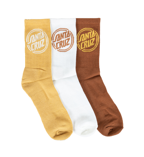 Santa Cruz Alt Dot Mono Sock 3pk (Mens 7-11) - Brown/Off White/Gold