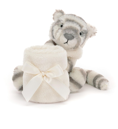Jellycat Bashful Snow Tiger Soother - Grey & White