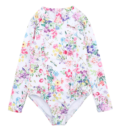 Minihaha Allegra L/S Sunsuit - White