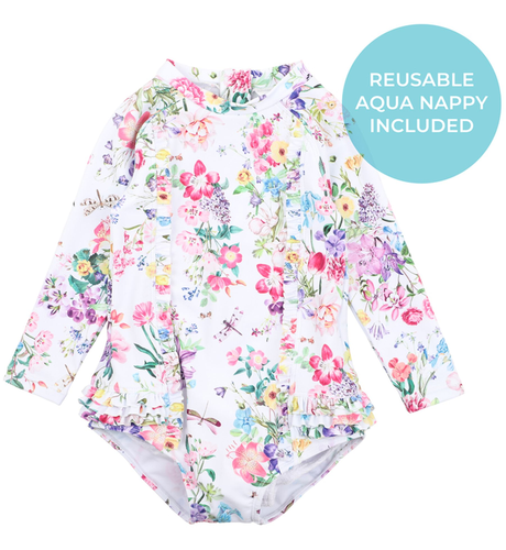 Minihaha Allegra L/S Baby Sunsuit - White