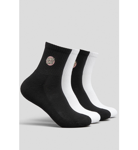 Santa Cruz Other Dot Mid Socks 4pk (Youth 2-8) - Blk/Wht