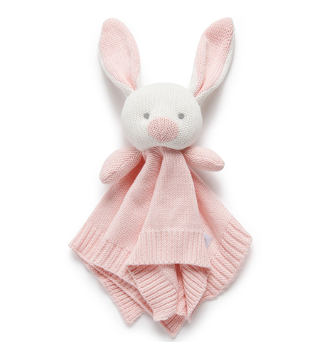 Purebaby Knitted Rabbit Comforter - Pink