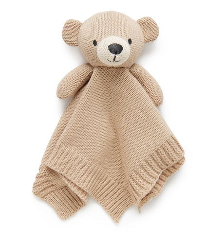 Purebaby Knitted Bear Comforter - Camel
