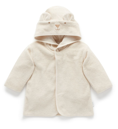 Purebaby Hooded Bathrobe - Wheat Melange Bear