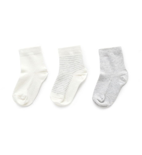 Purebaby Sock 3Pk - Pale Grey Melange