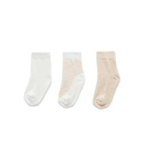 Purebaby Sock 3Pk - Wheat Melange/Vanilla