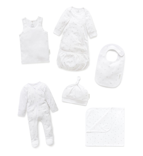 Purebaby Newborn Hospital Pack - Pale Grey Leaf