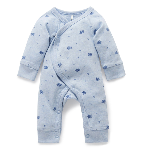 Purebaby Premi Crossover L/S Growsuit - Blue Leaf