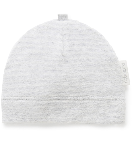 Purebaby Premi Velour Hat - Grey Pale Grey Stripe