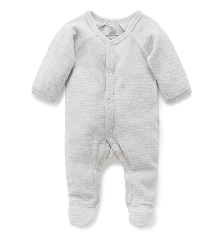 Purebaby Premi Velour Growsuit - Pale Grey Stripe