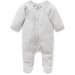 Purebaby Premi Velour Growsuit - Pale Grey Stripe