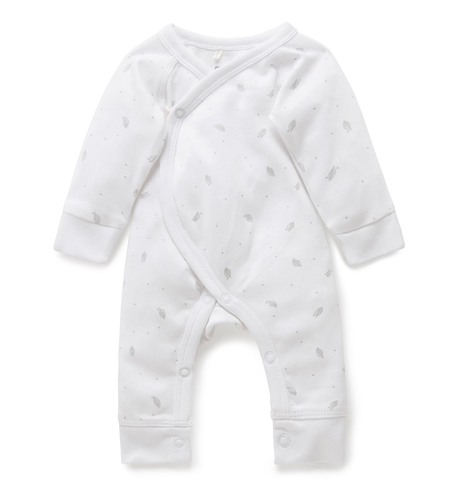 Purebaby Premi Crossover L/S Growsuit - Pale Grey Leaf