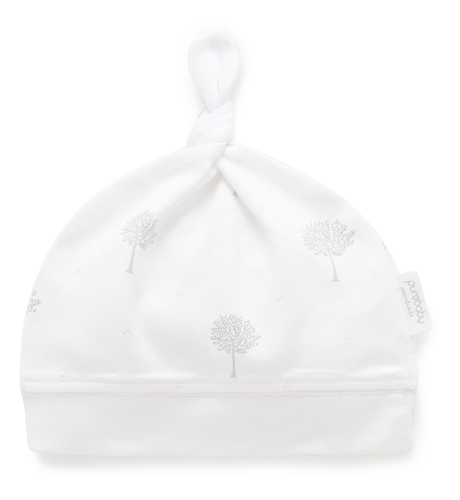 Purebaby Knot Hat - Pale Grey Tree