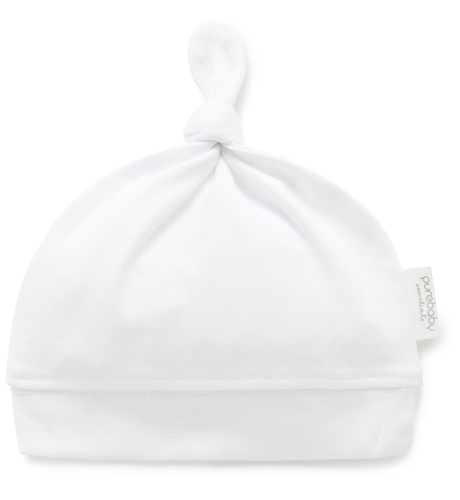 Purebaby Knot Hat - White