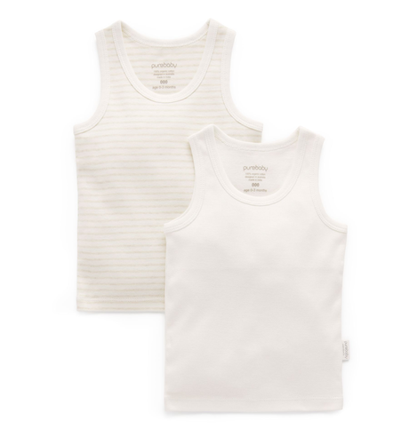 Purebaby 2 Pk Rib Singlet - Wheat