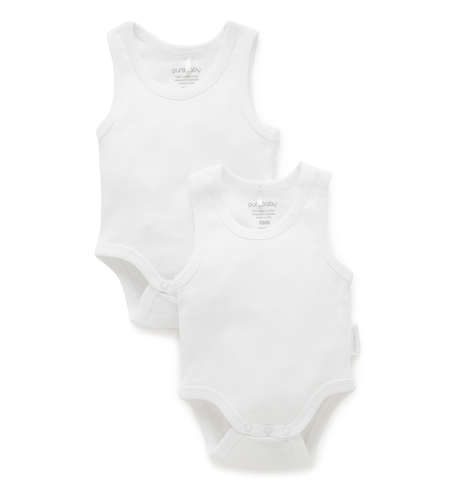 Purebaby Rib Bodysuit 2Pk - White