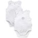 Purebaby 2Pk Singlet Bodysuit - Wht/Grey Melange Strp