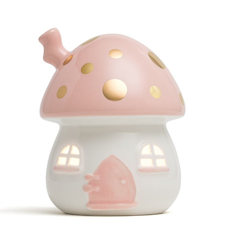 Little Belle Porcelain Fairy House Nightlight - Pink & Gold