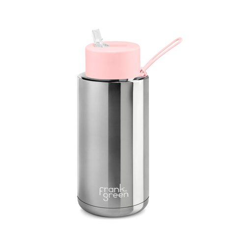 Frank Green 1000ml Bottle (straw) - Chrome Silver