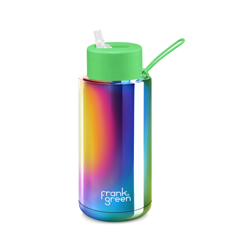 Frank Green 1000ml Bottle (straw) - Chrome Rainbow