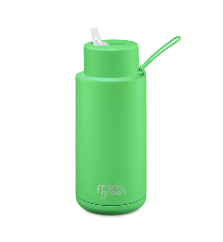 Frank Green 1000ml Bottle (straw) - Neon green