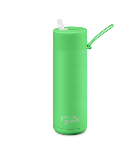 Frank Green 595ml Bottle (straw) - Neon Green