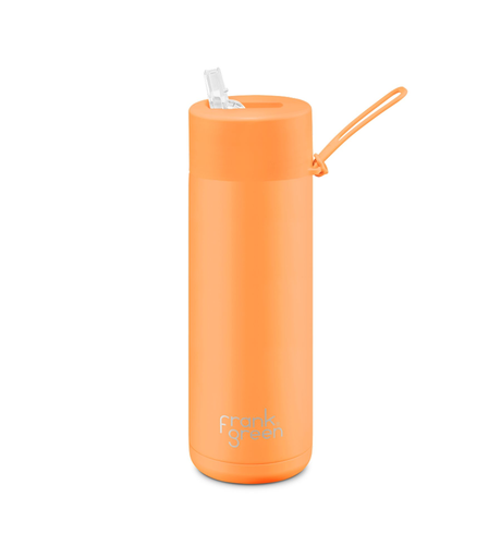 Frank Green 595ml Bottle (straw) - Neon Orange