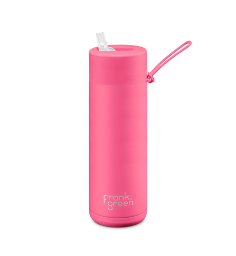 Frank Green 595ml Bottle (straw) - Neon Pink