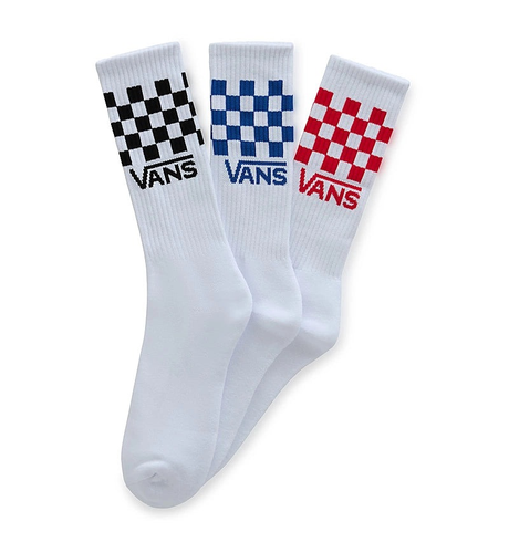 Vans Classic Check Crew Socks 3pk - White