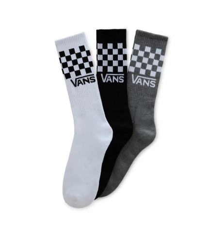 Vans Classic Check Crew Socks 3pk - Blk/Wht