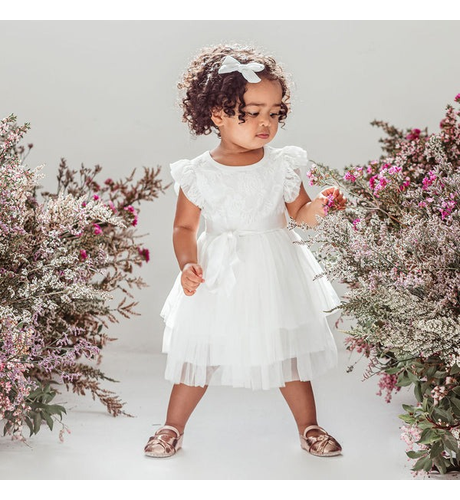 Designer Kidz My First S/S Lace Tutu Dress- Ivory