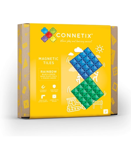 Connetix Rainbow Blue & Green Base Plate 2pc