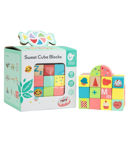 Wooden Sweet Cube Blocks 68pc